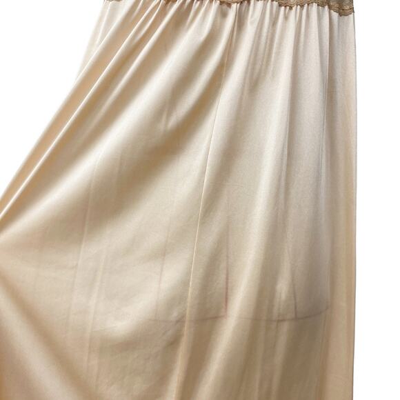 Vintage Womens Peach Lace Detail Long Slip Dress - Picture 4 of 7